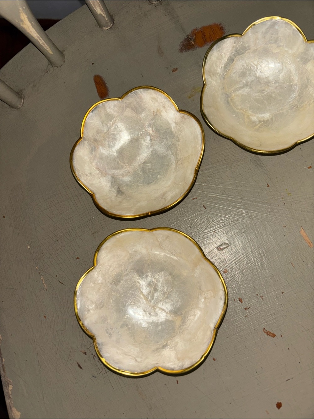 Capiz.  Gold rimmed Mother of pearl dishes